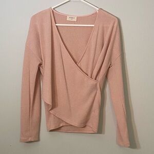 Women's Everly Pink V-neck Cross Sweater Size Small